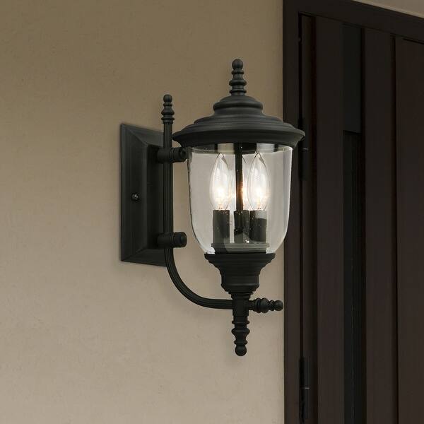 Eglo Pinedale 15 25 Inch Outdoor Wall Light With Matte Black Finish And Clear Seeded Glass Overstock 20931149