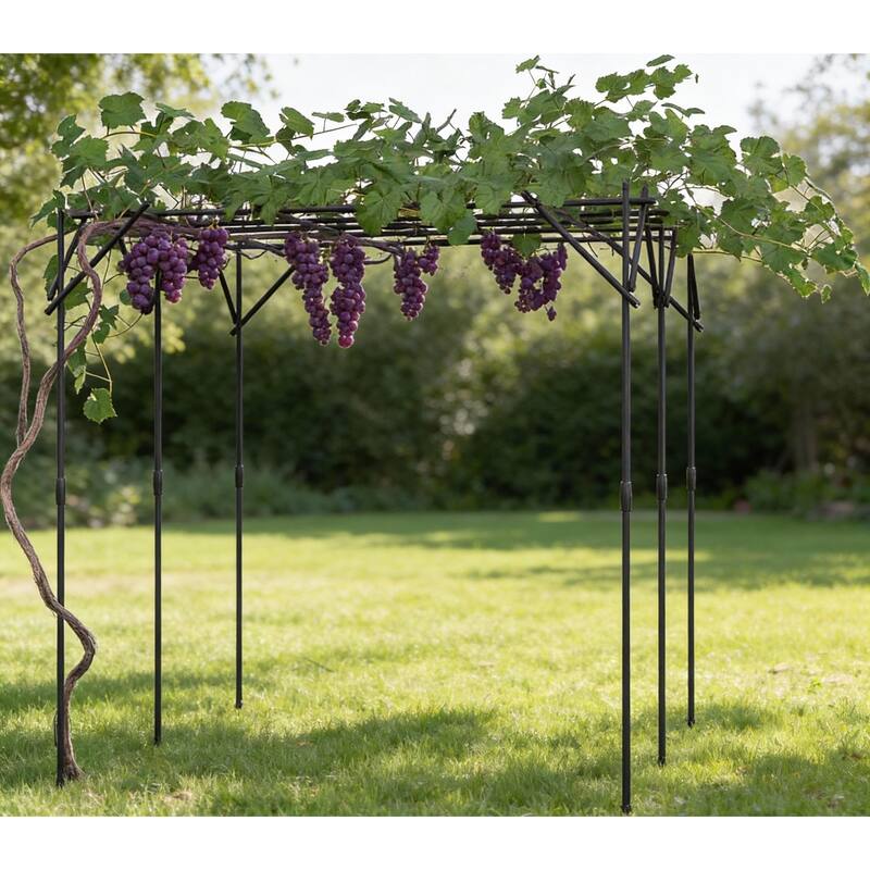 6.62 Feet Tall Garden Arch Trellis, for Climbing Plants - Black