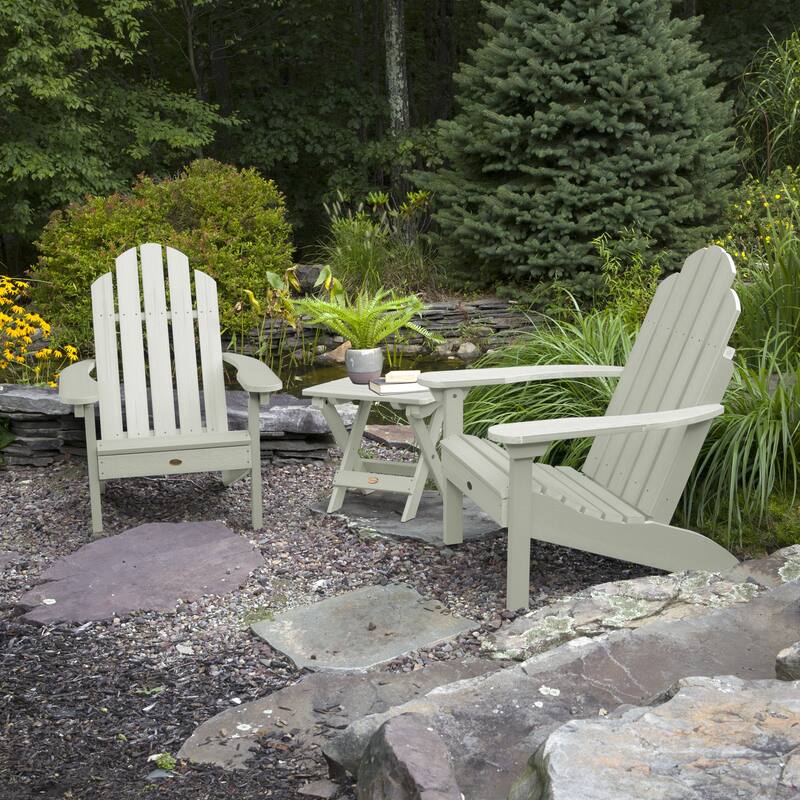 3 Piece Set Outdoor Adirondack Chairs and Folding Side Table
