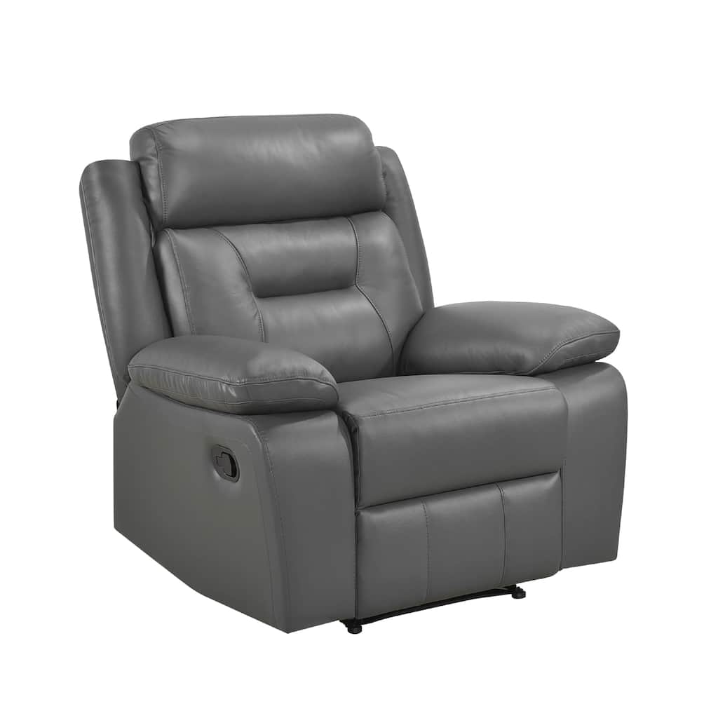 Conia Manual Reclining Chair, Dark Gray Top Grain Leather