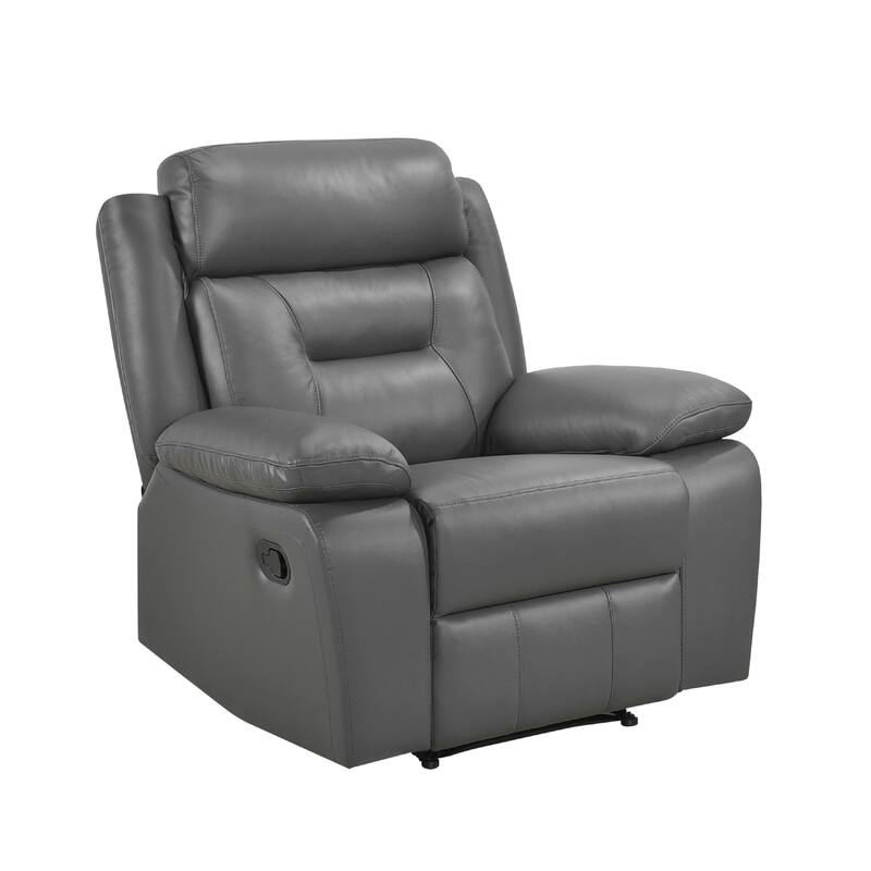 Conia Manual Reclining Chair, Dark Gray Top Grain Leather