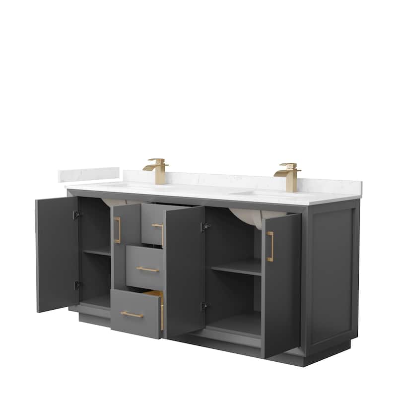 Strada 72-Inch Double Vanity Set, Cultured Marble Top