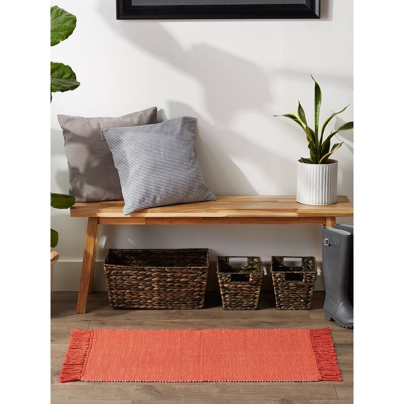 DII Gray and Off White 2-Tone Ribbed Rug 2x3 Ft - 24.0 In. L X 36.0 In. W X 0.2 In. H