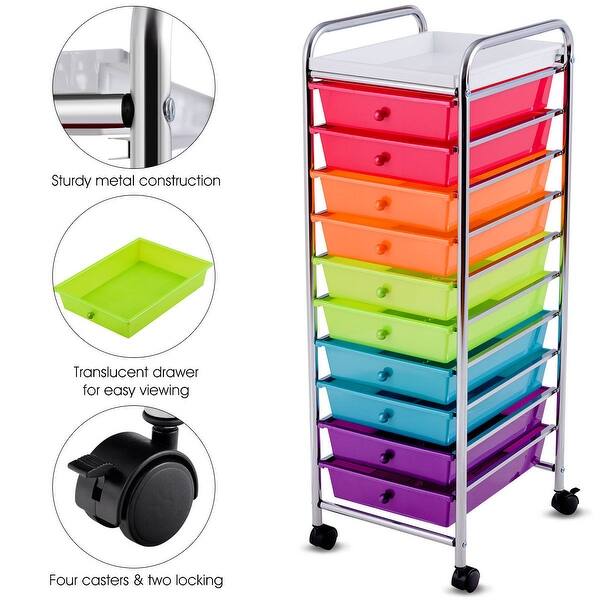 Shop Costway 10 Drawer Rolling Organizer Cart Craft Utility Mobile