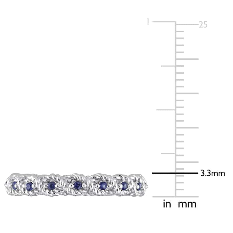 Miadora 1/6ct TGW Created Blue Sapphire Infinity Eternity Ring in 10k White Gold