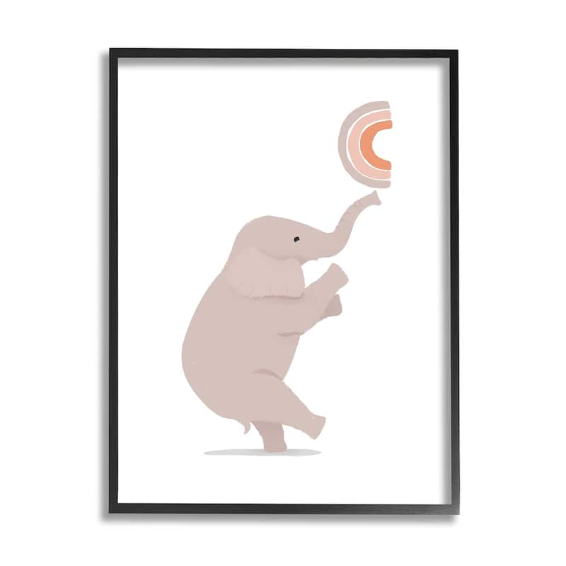 Stupell Elephant Balancing Rainbow Framed Giclee Art Design by Diane Neukirch - 24 x 30 - Black
