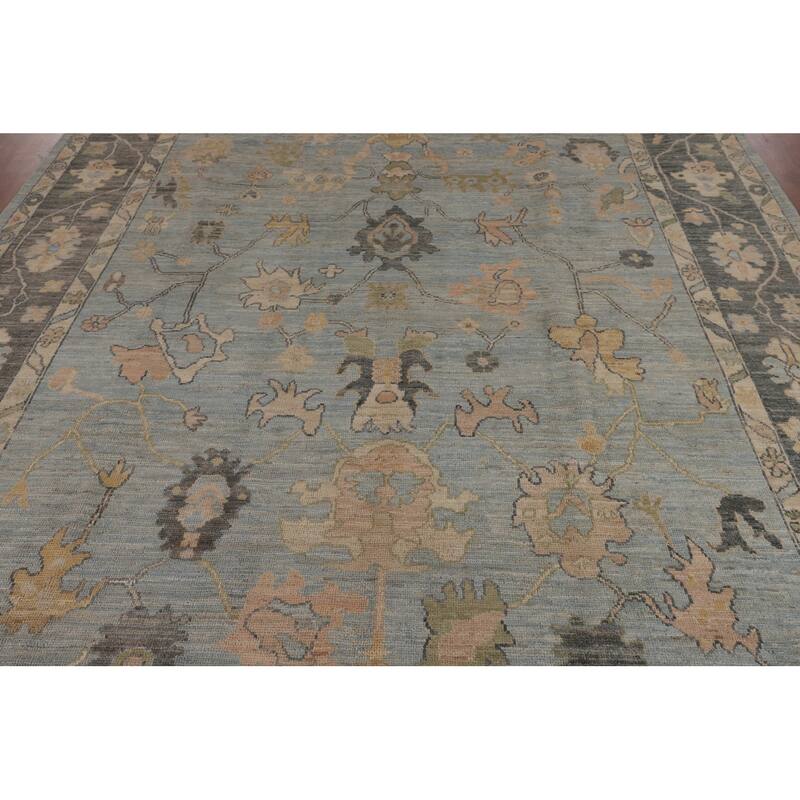 Vegetable Dye Oushak Area Rug Hand-Knotted Turkish Wool Carpet - 8'0"x 9'11"