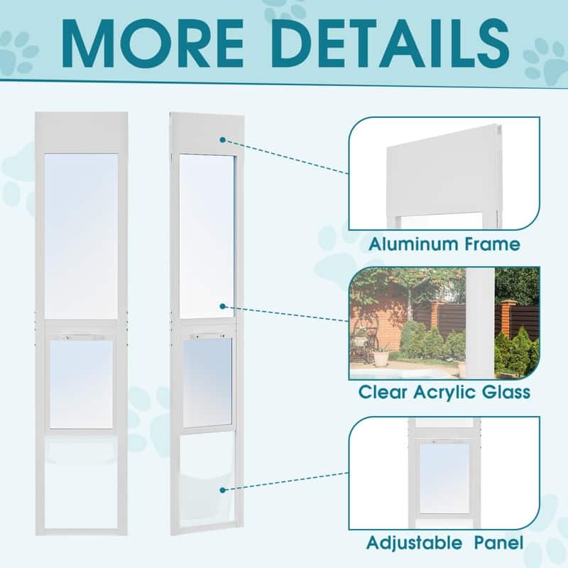 Dog Door for Sliding Glass, Adjustable Height, Pet Door with Lock