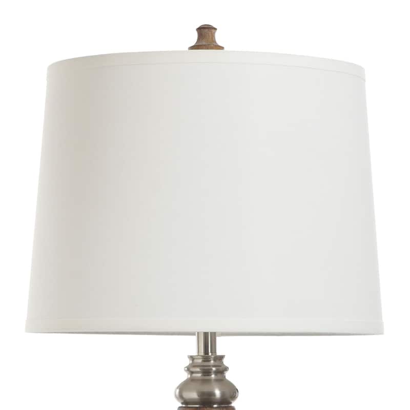 Branson Brushed Polyresin and Metal Table Lamp - White Linen Shade