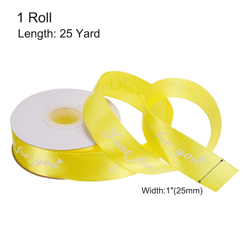 1" 25 Yard Valentine Printed Satin Ribbon Wedding Grosgrain Ribbons - 1" x 25 Yard - Yellow