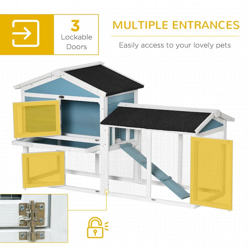 PawHut Rabbit Hutch, Wooden Bunny Hutch, Guinea Pig Cage