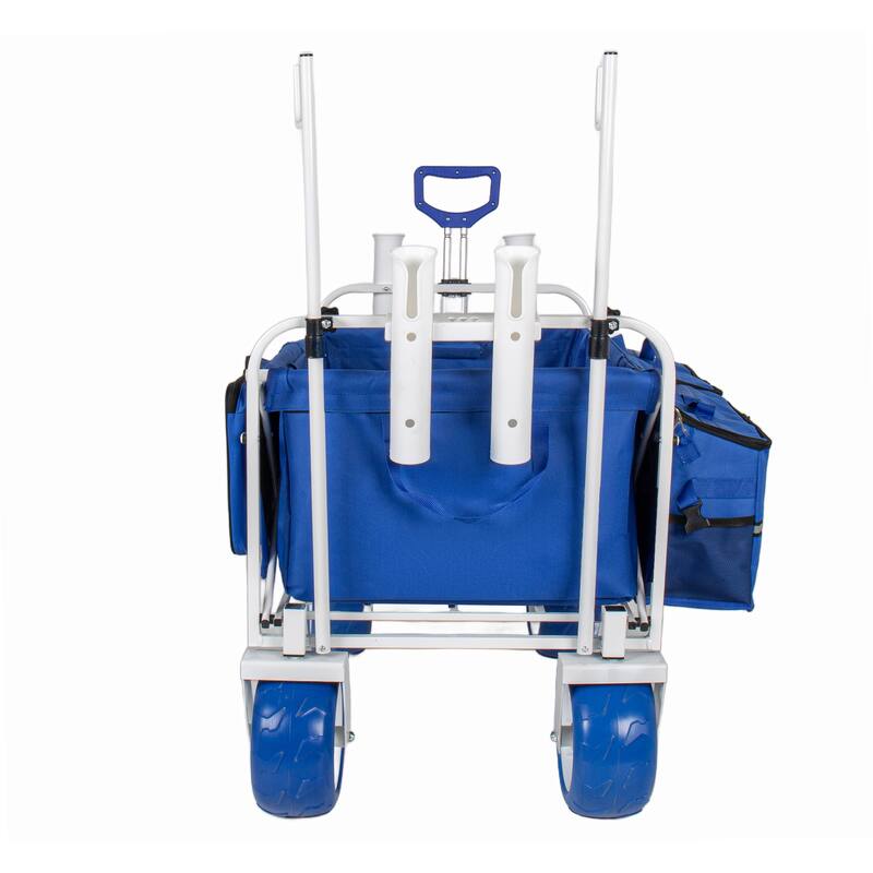 Beach Wagon Cart with Chair Racks & Fishing Rod Holders, 9" All-Terrain Wheels, Removable Cooler & Storage Bags