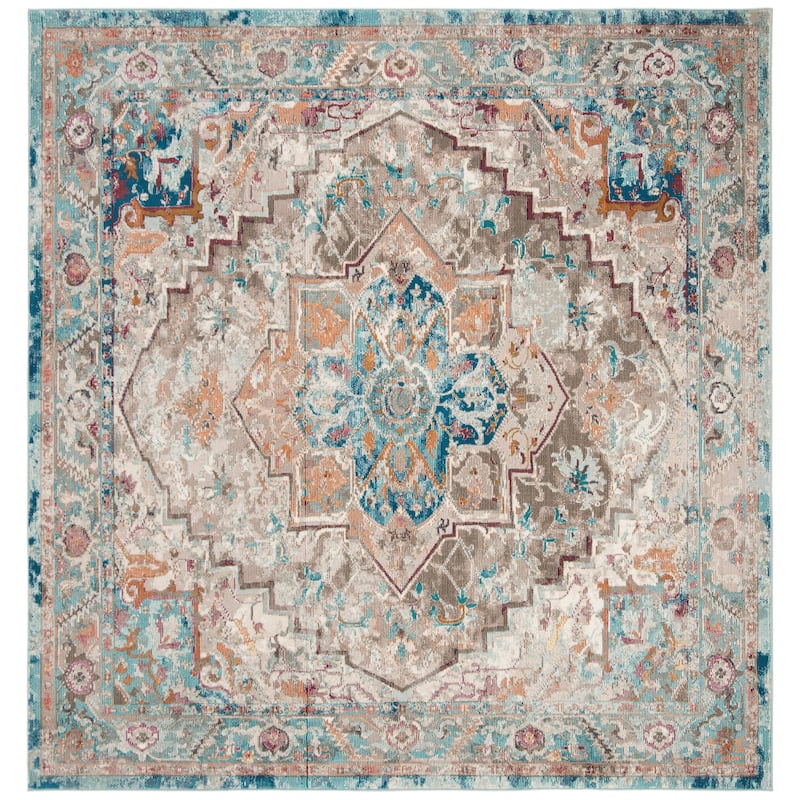SAFAVIEH Aria Ilsegard Vintage Boho Oriental Rug - 6'5" Square - Beige/Blue