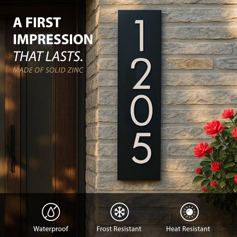 Mega Handles Modern Metal House Numbers | Heavy Duty Outdoor Address Digits | Easy to Install, Floating or Flush Mount Design