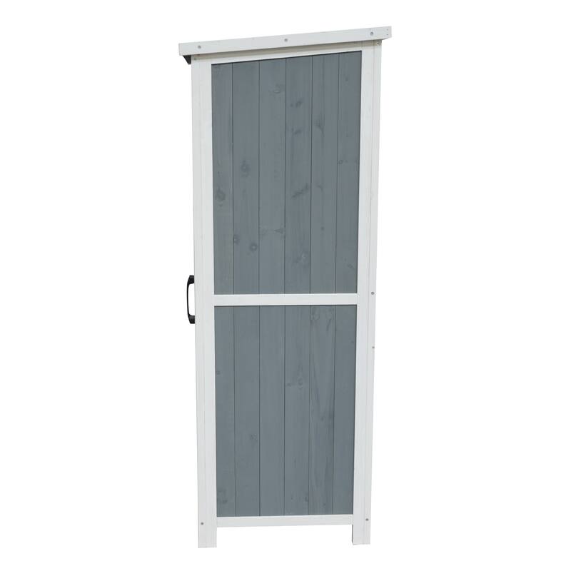 Roomfitters 54 Inch Two-Tone Outdoor Storage Shed with Sloped Roof, Gray and White