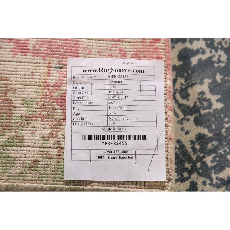 Colorful Abstract Contemporary Foyer Rug Handmade Wool Carpet - 3'1"x 6'4"