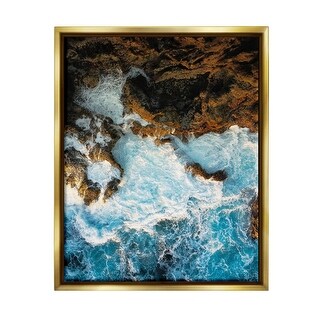 Stupell Rocky Ocean Waves View Framed Floater Canvas Wall Art Design by ...