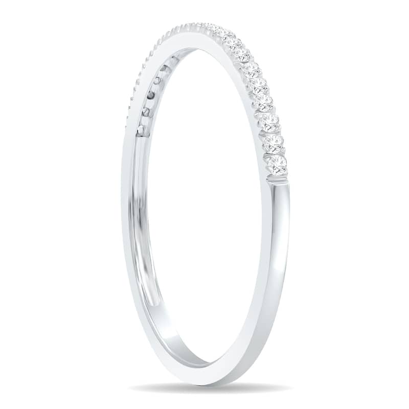 Women's 1/6 Carat TW Thin Diamond Band in 10K White Gold (Wedding, Fashion or Stackable Band)
