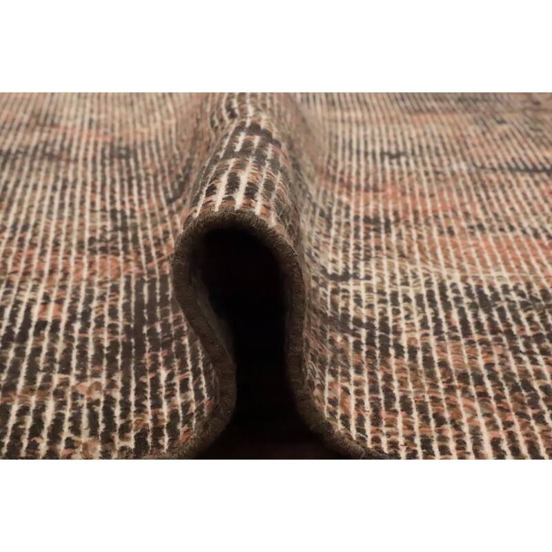 Hand Knotted Oriental Viscose Silk Carpet Modern All-Over Oranges & Rust Abstract Area Rug - 7' 7'' X 5' 5''
