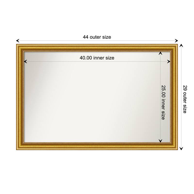 Townhouse Gold Framed Non-Beveled Custom Wall Mirror, Bathroom Vanity Mirror - Outer Size: 43.75 x 28.75