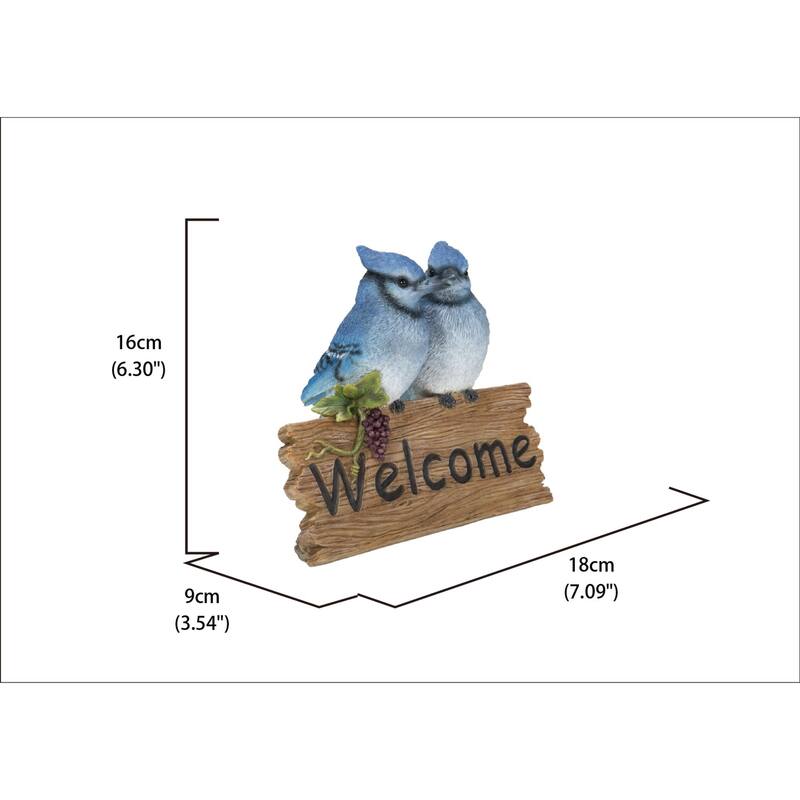 7" Paired Sitting Jays Outdoor Welcome Sign