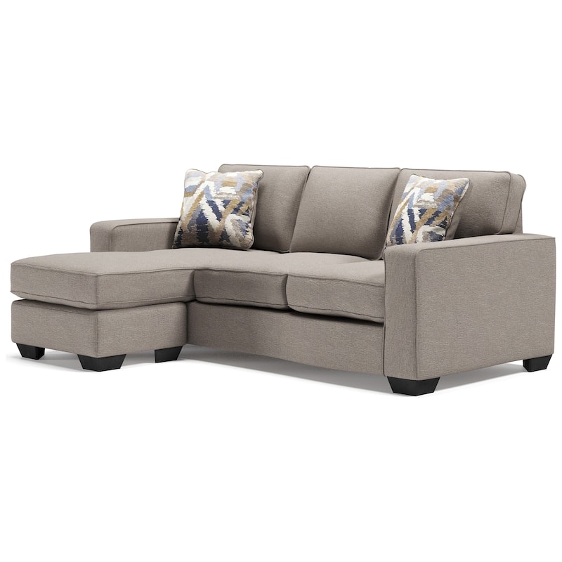Qien Sofa Chaise with 2 Accent Pillows, Stone Gray Polyester 85 Inch