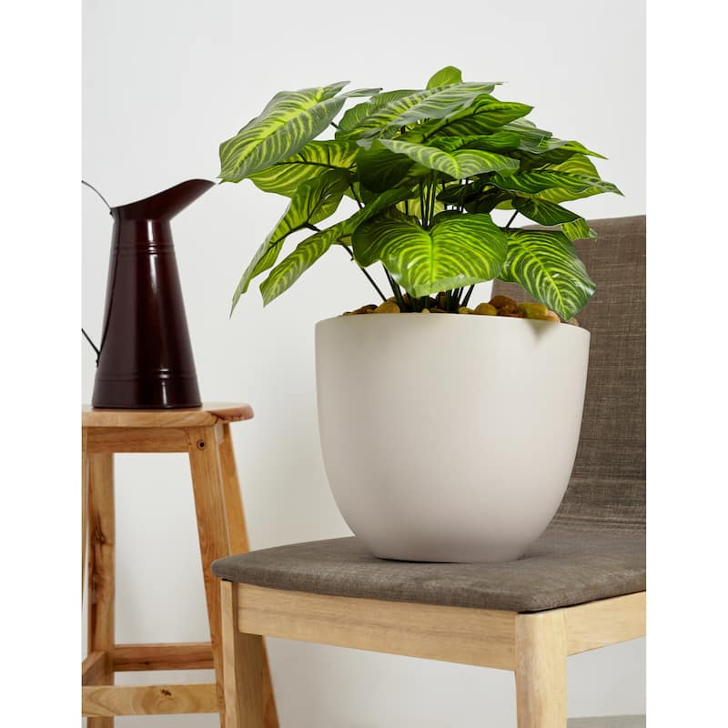 Indoor/Outdoor Large Nordic Minimalist Fiberstone Lightweight Round Planter Pot - 17, 14, 11 inch Matte Finish