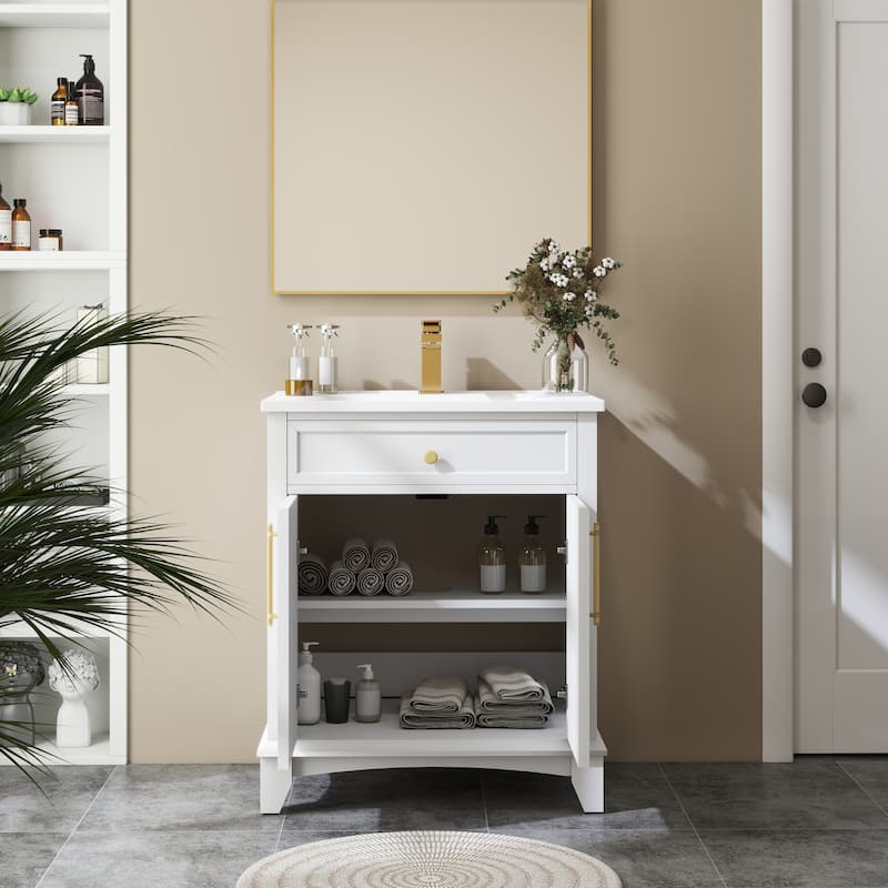 28" Freestanding Bathroom Vanity Cabinet with Sink