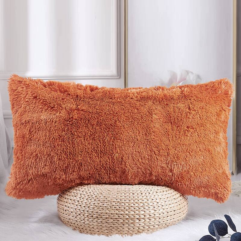 Halsted Shaggy FauxFur Decorative Throw Pillow Cover Set, NO INSERT