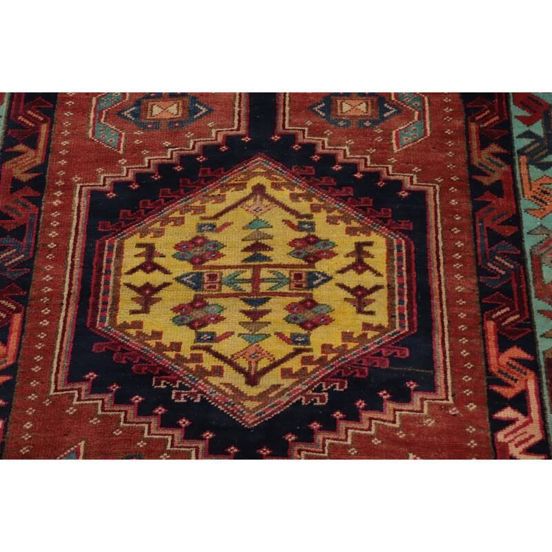 Hand Knotted Oriental 100% Wool Carpet Traditional Tribal Oranges & Rust Ardebil Runner Rug - 11' 1'' X 3' 6''