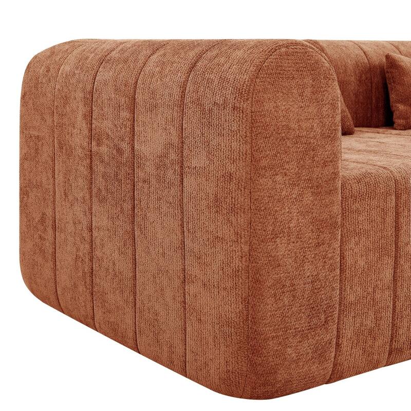 145.5" 4 Pieces Modular Full-Compressed Polyester Upholstered Sectional Sofa