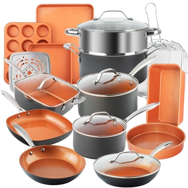 Gotham Steel Pro Hard Anodized 20 Piece Cookware and Bakeware Set Bed