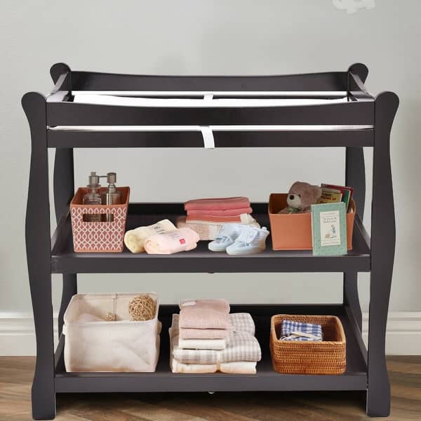 Costway Espresso Sleigh Style Baby Changing Table Infant Newborn Overstock 20475995
