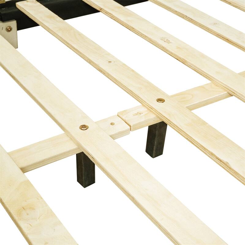 Platform Bed w/Cloud-Shaped Headboard&Embedded Light Stripe,Frame Ded