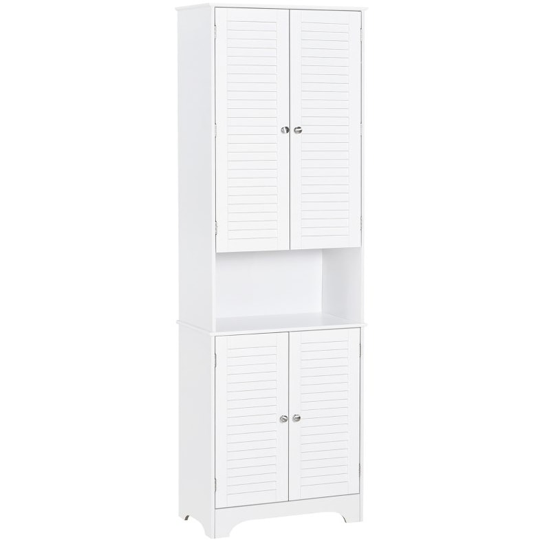 Freestanding Tall Narrow Bathroom Storage Cabinet With Doors And Adjustable Shelves