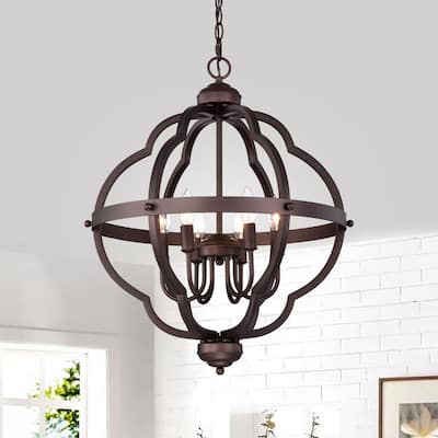Allario 6 Light Farmhouse Candle Style Metal Chandelier 21 Inch - Oil Rubbed Bronze