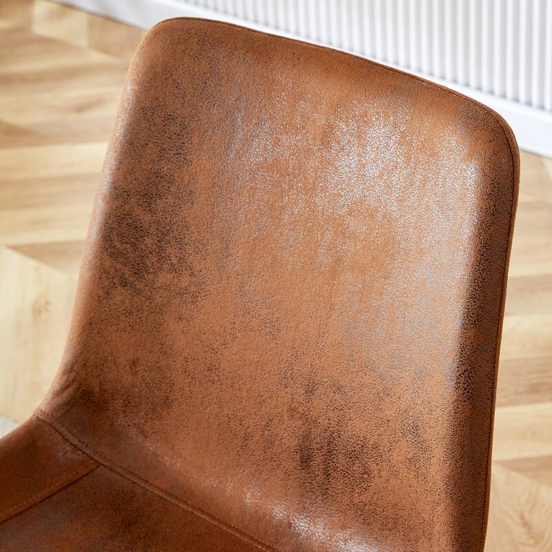 Set of 4 artificial leather backrest cushion dining chair, metal legs,curved widened cushion design for more comfort