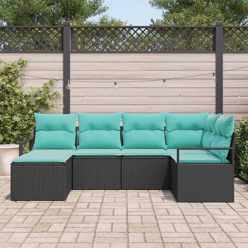 7 Piece Garden Sofa Set with Cushions - 91.3×48×27.2