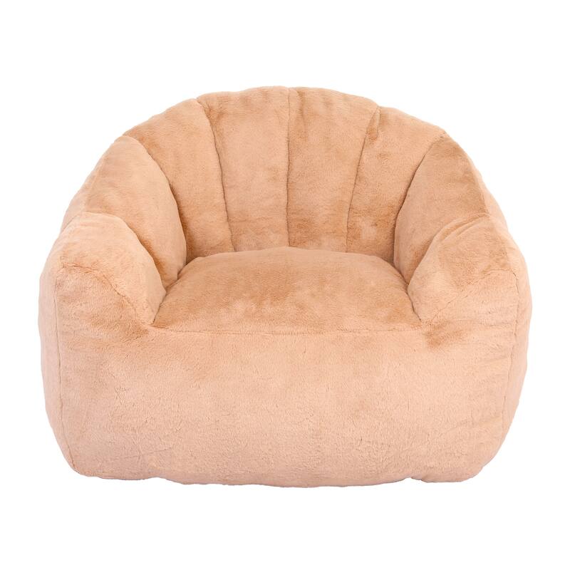Faux Fur Shell-Shaped Bean Bag Chair, Oversized Adults Bean Bag Sofa, Bean Bag Lazy Chair with Armrests for Gaming, Reading