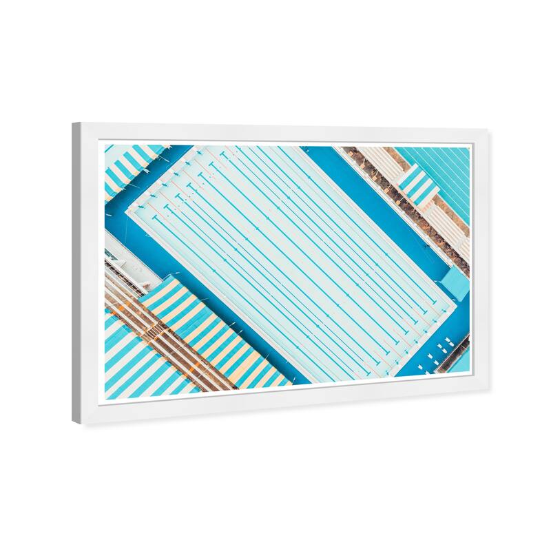 Wynwood Studio Prints Sports and Teams Pool Time Blue and Cyan Vintage Wall Art Canvas Print