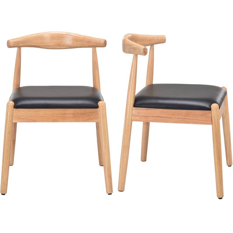 Natural Black Dining Chair Set of 2 Side Chair Office Chair Meeting Room Chairs with Curved Backrest
