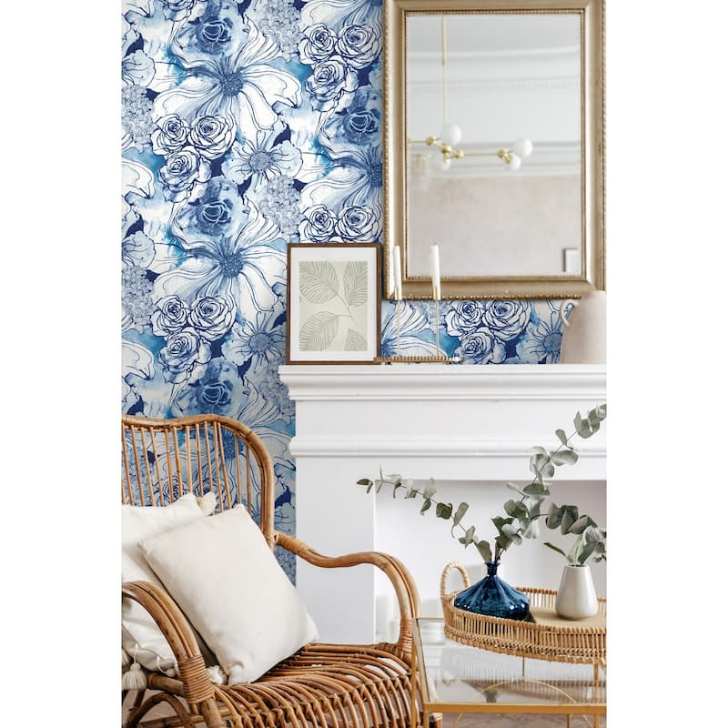 Harry & Grace Ink Rose Peel and Stick Wallpaper