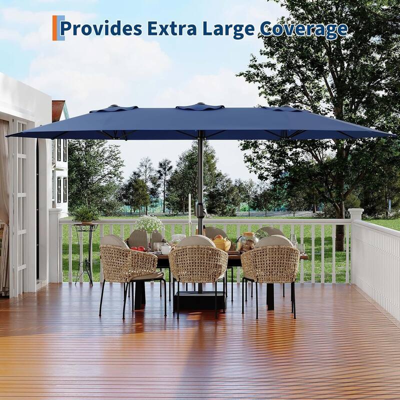 15' Large Patio Umbrella with Sandbag Base, Navy
