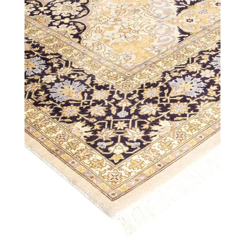 Overton Handknotted Wool Traditional Oriental Ivory Area Rug - 6' x 9'