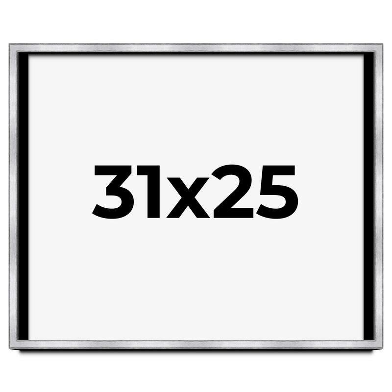 31x25 Shadow Box Frame Silver | 1.375 Inches Deep Real Wood