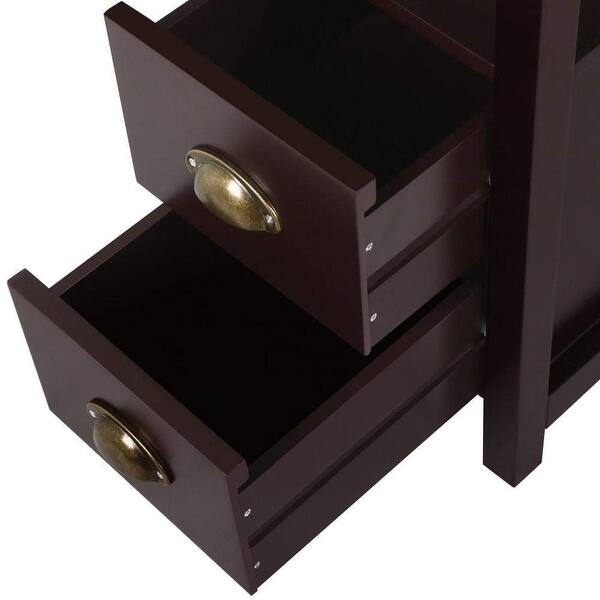 Shop Chairside End Table With 2 Drawer And Shelf Narrow Nightstand For Living Room Reddish Brown Overstock 25429793