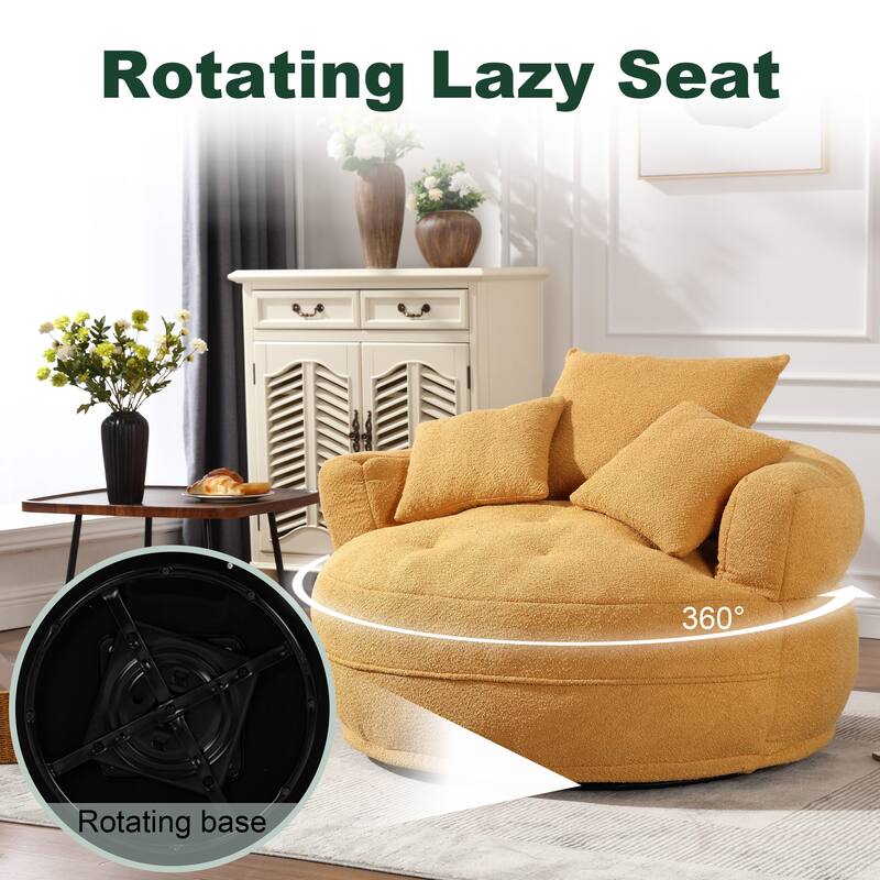 Circular wide living room fabric sofa, balcony swivel sofa chair