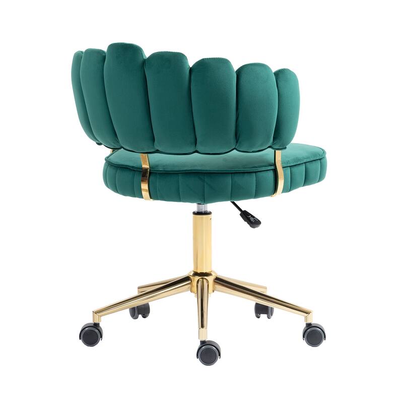 Velvet Home Office Desk Chair, Height Adjustable Task Chair, Armless Single Chair with Wheels, 360° Swivel Vanity Chair - N/A