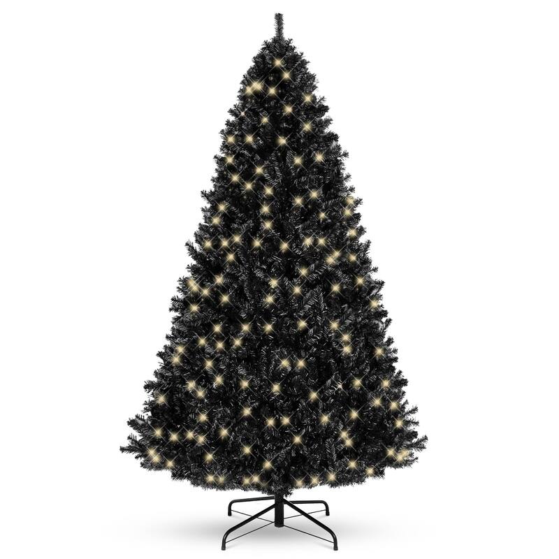 Pre-Lit Artificial Black Christmas Tree w/ Incandescent Lights