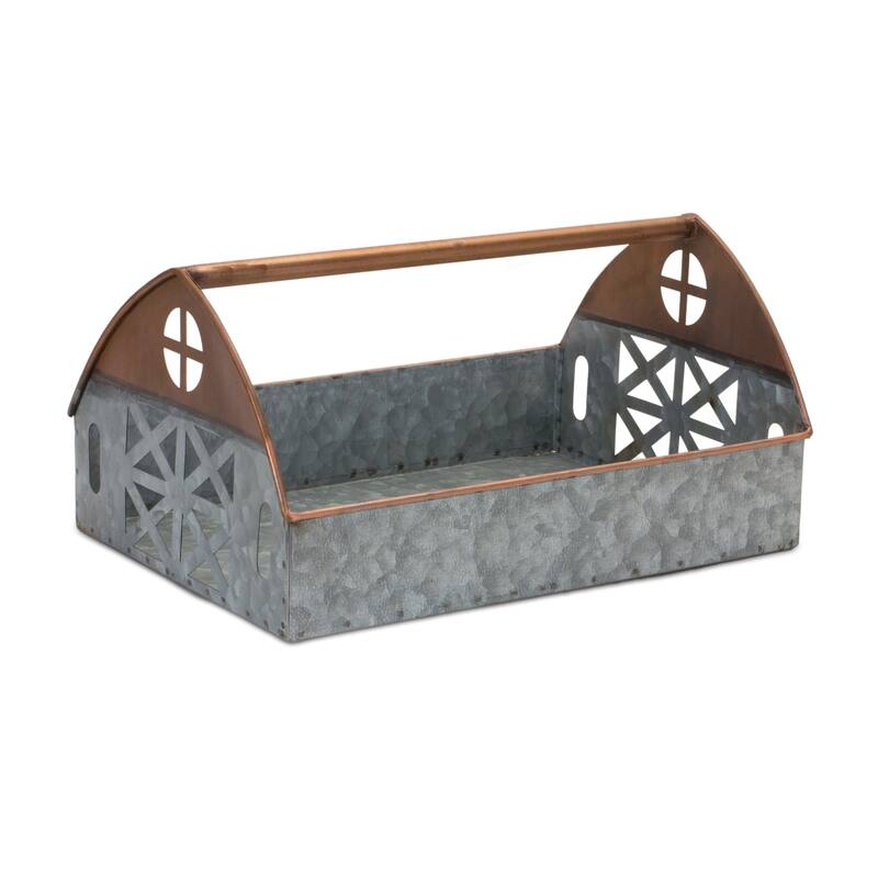 Galvanized Metal Barn Caddy Tray (Set of 2)